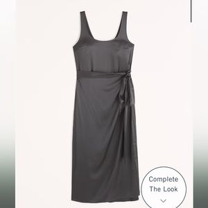 Abercrombie and Fitch Belted Satin Slip Midi Dress NWT